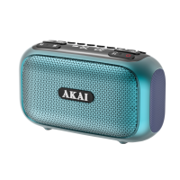Radio Portabil AKAI, Bluetooth 5.3, 6W RMS, Autonomie 6h, USB, Card TF, AUX, Lumini RGB, Negru