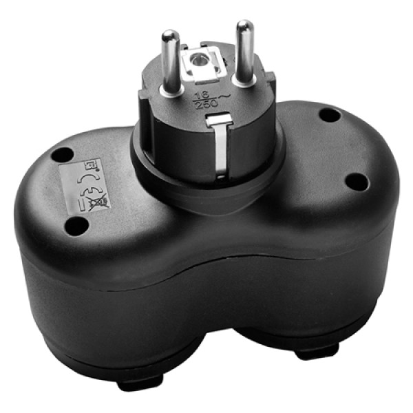 Adaptor 2 cai ip44 16a max 3500w - negru de la optronica