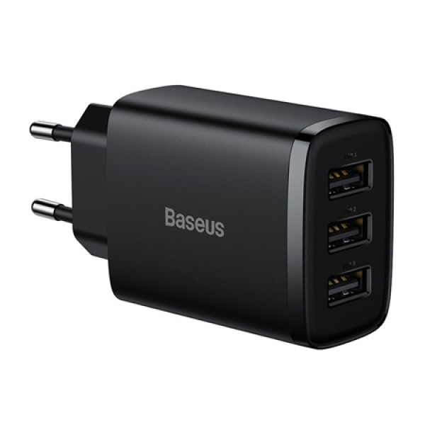 INCARCATOR RETEA 3XUSB FAST CHARGING 17W BASEUS - NEGRU INCARCATOR RETEA 3XUSB FAST CHARGING 17W BASEUS - NEGRU