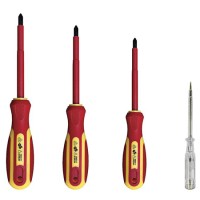 Set de șurubelnițe izolate vde 1000v - 3 șurubelnițe + tester tensiune