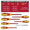 Set șurubelnițe electrician 7 piese, vde, izolate, cu tester tensiune Set șurubelnițe electrician 7 piese, vde, izolate, cu tester tensiune