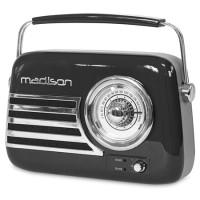 Radio Portabil Retro Madison Freesound, 30W, Bluetooth, FM, USB, AUX, Acumulator, Negru