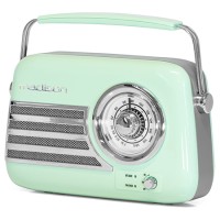 Radio Portabil Nostalgia Madison, Stil Retro, 15W, Bluetooth, Autonomie Baterie, Verde