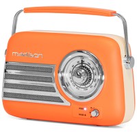Radio FM Portabil Retro Madison, 30W, Bluetooth, USB, AUX, Subwoofer, Acumulator, Portocaliu Mat
