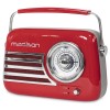 Radio Portabil Retro, FM, Bluetooth, USB, AUX, Acumulator 1500mAh, Putere 30W, Rosu