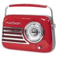Radio Portabil Retro, FM, Bluetooth, USB, AUX, Acumulator 1500mAh, Putere 30W, Rosu