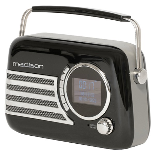 Radio Vintage Portabil Madison, 40W, cu Bluetooth, DAB+, FM și Subwoofer integrat