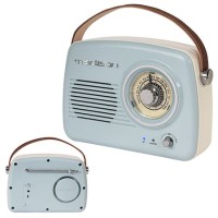 Radio Portabil Retro Madison Freesound VR30, Subwoofer 30W, Bluetooth 5.0, FM, Acumulator 1500mAh, Autonomie 12h, USB-C, Blue/Vintage
