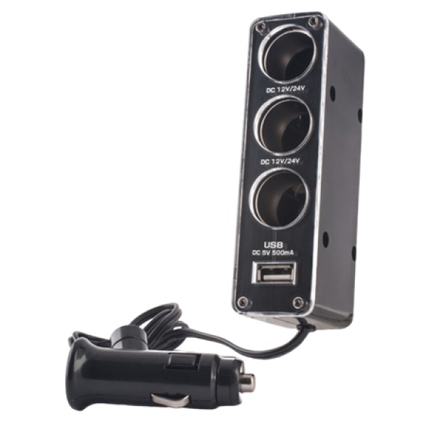 Adaptor priza auto 3in1 usb - forever, 12v, 0.5a