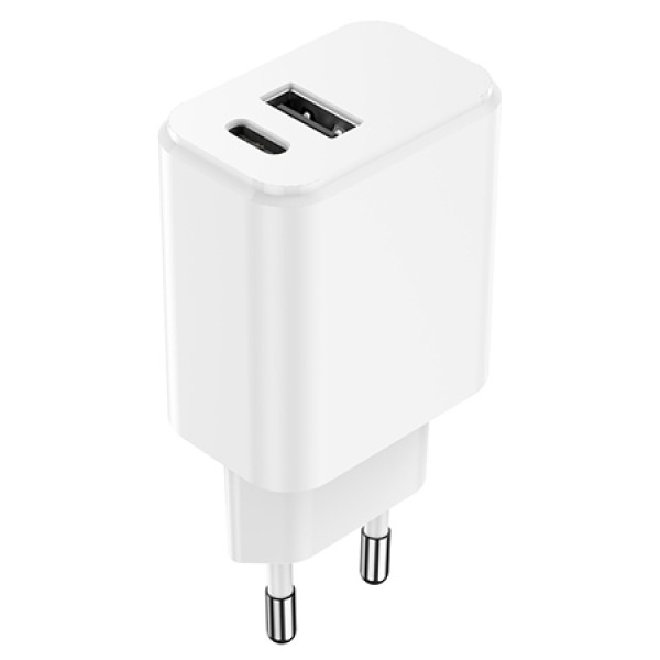 INCARCATOR RETEA USB-C +USB A FAST CHARGING 20W - ALB INCARCATOR RETEA USB-C +USB A FAST CHARGING 20W - ALB