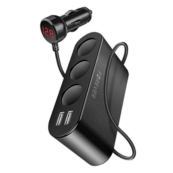 Adaptor priza auto 3cai + 2xusb 2.4a - încărcător rapid