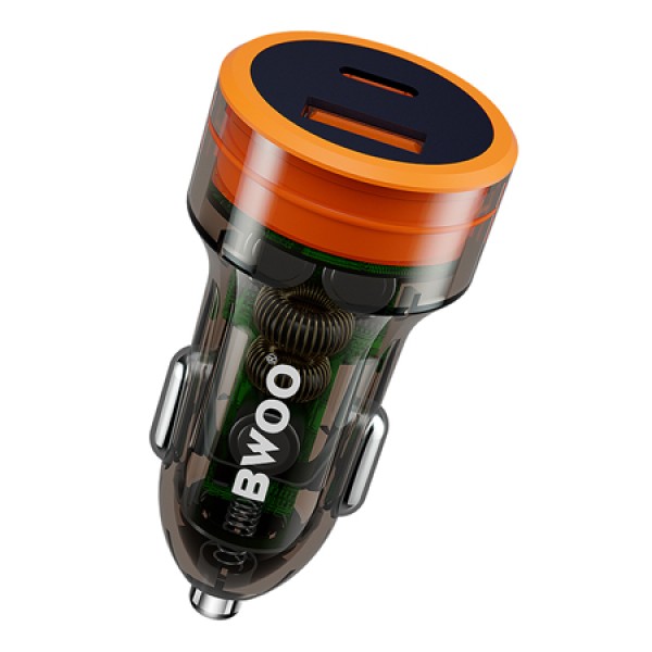 INCARCATOR AUTO 38W QC 18W + PD 20W - TRANSPARENT INCARCATOR AUTO 38W QC 18W + PD 20W - TRANSPARENT