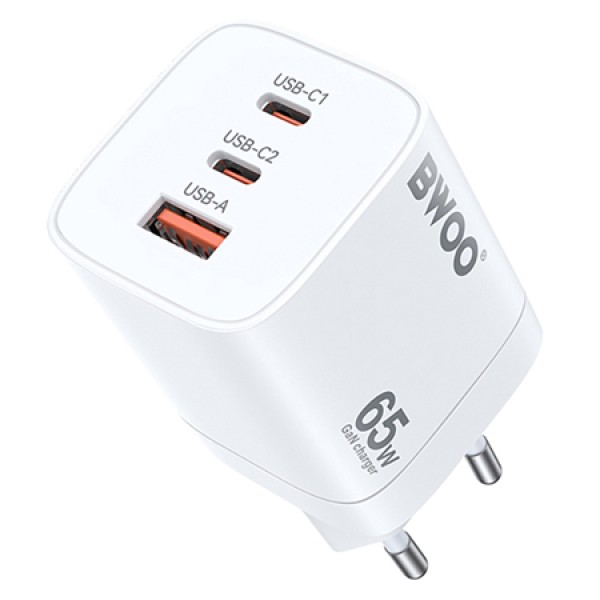 INCARCATOR RETEA PD+QC 2XUSB-C + USB-A 3.0 PD 2.4A 65W - ALB INCARCATOR RETEA PD+QC 2XUSB-C + USB-A 3.0 PD 2.4A 65W - ALB