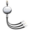 CABLU 3IN1 USB - LIGHTNING + 2 X USB-C 1.2M - NEGRU