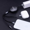 CABLU 3IN1 USB - LIGHTNING + 2 X USB-C 1.2M - NEGRU