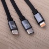 CABLU 3IN1 USB - LIGHTNING + 2 X USB-C 1.2M - NEGRU