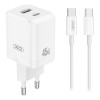 INCARCATOR RETEA PD 45W 3A 1X USB 1 X USB-C + CABLU USB-C 1M - ALB