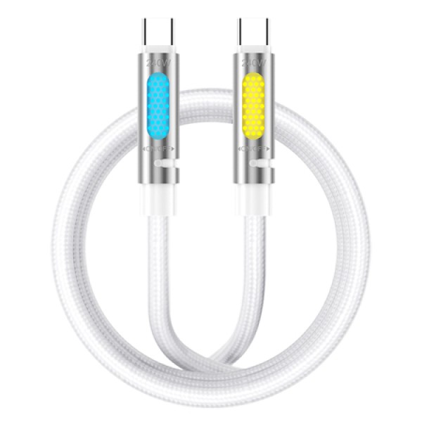 CABLU USB-C - USB - C 1.2M 240W CU RGB SI AROMATHERAPY - ALB CABLU USB-C - USB - C 1.2M 240W CU RGB SI AROMATHERAPY - ALB