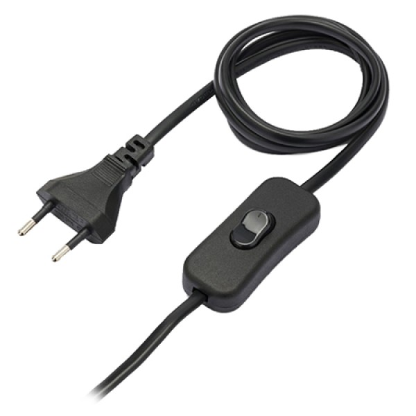 CABLU ALIMENTARE 2X0.75 CU INTRERUPATOR 2M - NEGRU CABLU ALIMENTARE 2X0.75 CU INTRERUPATOR 2M - NEGRU