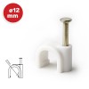 Set 50 buc cleme plastic 12mm - alb, pentru organizarea cablurilor
