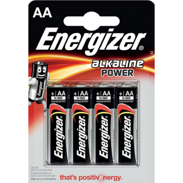 Set 4 baterii alcaline energizer lr6 aa - durată de viață de 5 ani, performanță fiabilă