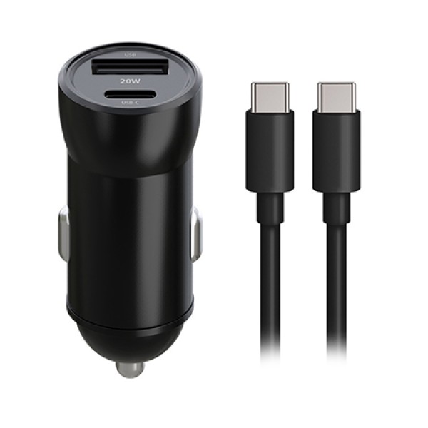 INCARCATOR AUTO 1XUSB 20W + 1X USB-C 60W + CABLU USBC - USB-C INCARCATOR AUTO 1XUSB 20W + 1X USB-C 60W + CABLU USBC - USB-C