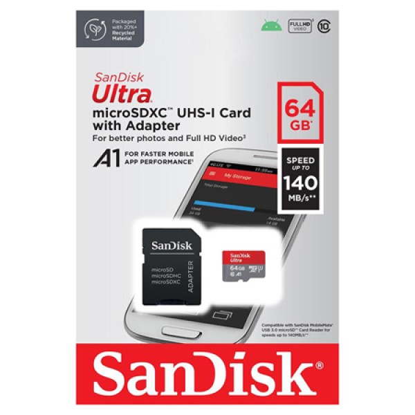 CARD MEMORIE MICROSDXC 64GB 140MB/S CL10 UHS-I SANDISK