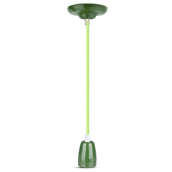 PENDUL TAVAN PORTELAN SOCLU E27 - VERDE PENDUL TAVAN PORTELAN SOCLU E27 - VERDE