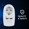 Adaptor priza 16a 3680w cu 2 usb 2.1a, alb