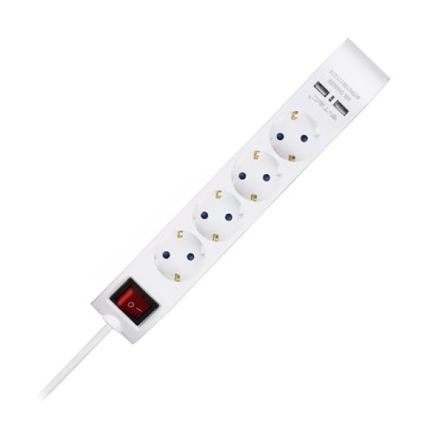 PRELUNGITOR 5 CAI CU INTRERUPATOR + 2USB 1.4M(3G1.5MM2) PRELUNGITOR 5 CAI CU INTRERUPATOR + 2USB 1.4M(3G1.5MM2)