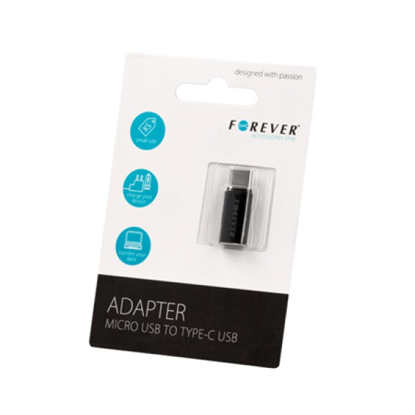 Adaptor micro usb la usb-c - negru, 10w putere maximă