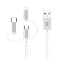 CABLU 3IN1 USB-LIGHTNING-UCB-C-MICRO USB 1M 1.5A - ALB