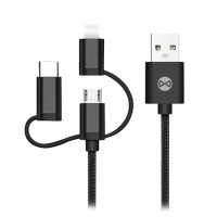 CABLU 3IN1 USB-LIGHTNING-UCB-C-MICRO USB 1M 1.5A - NEGRU