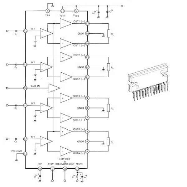 Amplificator audio 43w btl x 4 canale - performanță și claritate