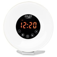 Ceas desteptator si lampa de veghe Adler, Simulare rasarit/apus, Radio FM, 6 Culori ambientale, Sunete din natura, multicolor