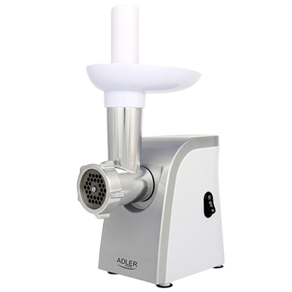 Masina electrica de tocat carne Adler, Putere 1500W, Capacitate mare de maruntire, Include 3 site si accesorii de carnati, Inox