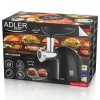 Masina electrica de tocat carne Adler, Putere maxima 1800W, 3 Site tocare, Palnie pentru carnati, Functie Reverse