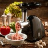 Masina electrica de tocat carne Adler, Putere maxima 1800W, 3 Site tocare, Palnie pentru carnati, Functie Reverse