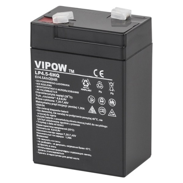 Vipow acumulator stationar agm vrla 6v 4.5ah - performanță și siguranță