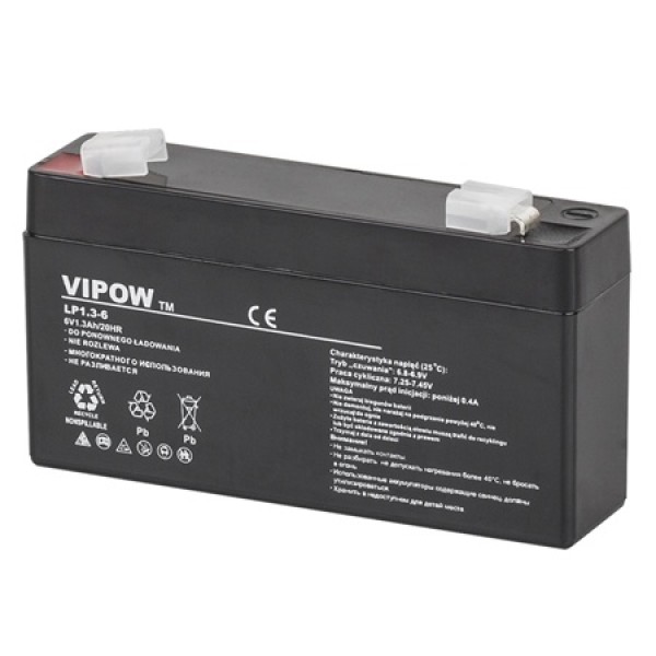 Acumulator stationar agm vrla 6v 1.3ah vipow - dimensiuni compacte