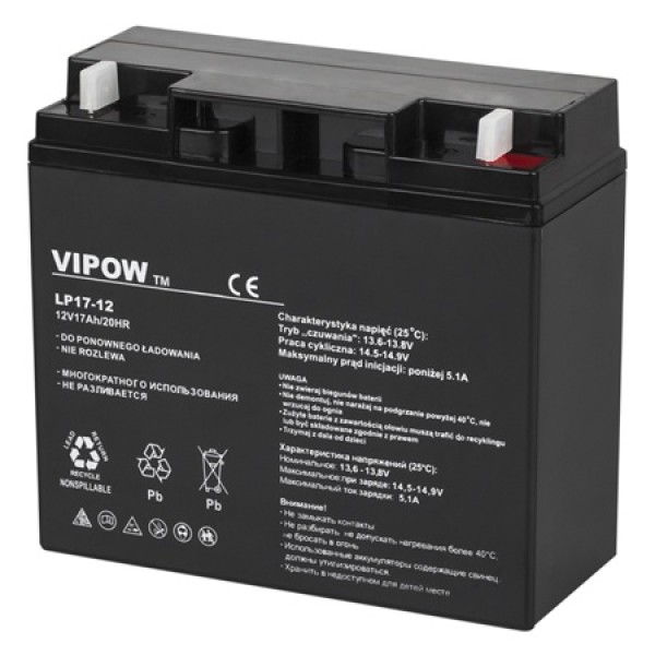 Acumulator stationar agm vrla 12v 17ah vipow - capacitate 17 ah Acumulator stationar agm vrla 12v 17ah vipow - capacitate 17 ah
