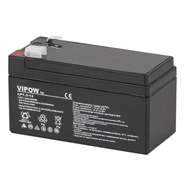 Acumulator stationar agm vrla 12v 1.3ah vipow - performanță și fiabilitate