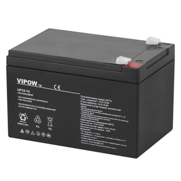 Acumulator stationar agm vrla 12v 12ah vipow - specificații tehnice complete