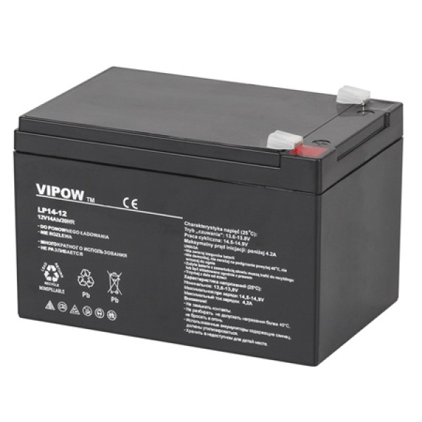 Acumulator stationar agm vrla 12v 14ah vipow – performanță fiabilă