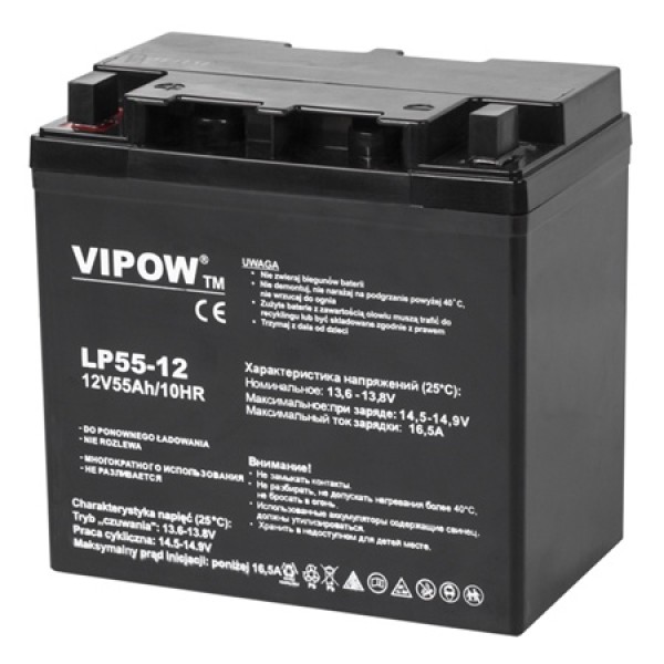 Acumulator stationar agm vrla 12v 55ah vipow - performanță și durabilitate Acumulator stationar agm vrla 12v 55ah vipow - performanță și durabilitate