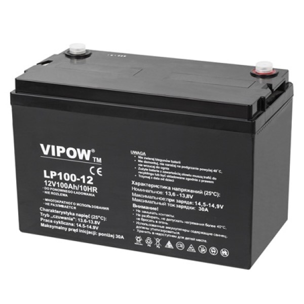 Vipow acumulator stationar agm vrla 12v 100ah - performanță ridicată