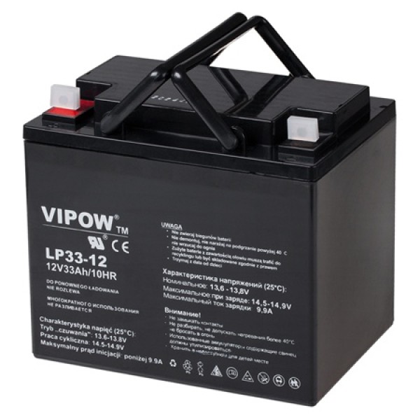 Acumulator stationar agm vrla 12v 33ah vipow - performanță superioară