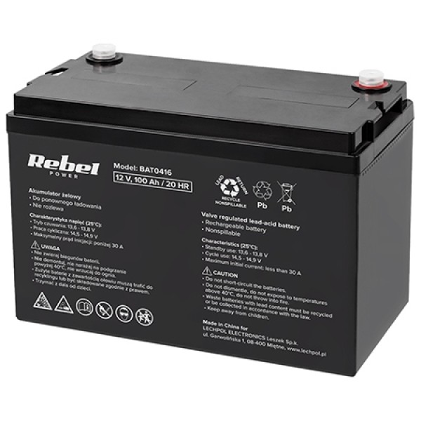 Acumulator stationar agm vrla 12v 100ah rebel - fiabilitate și performanță
