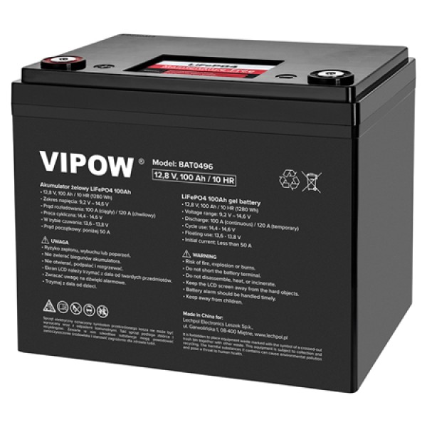 Acumulator lifepo4 12.8v 100ah bms vipow - baterie de energie fiabilă Acumulator lifepo4 12.8v 100ah bms vipow - baterie de energie fiabilă