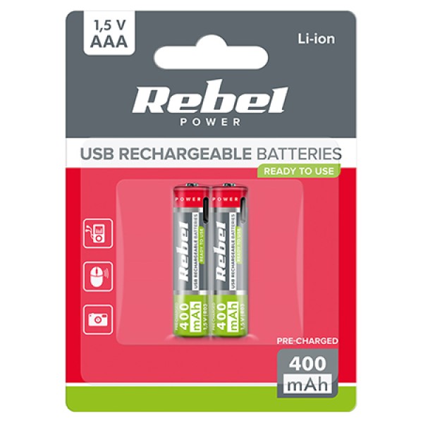 Rebel acumulatori li-ion aaa r3 400mah usb-c blister 2 buc